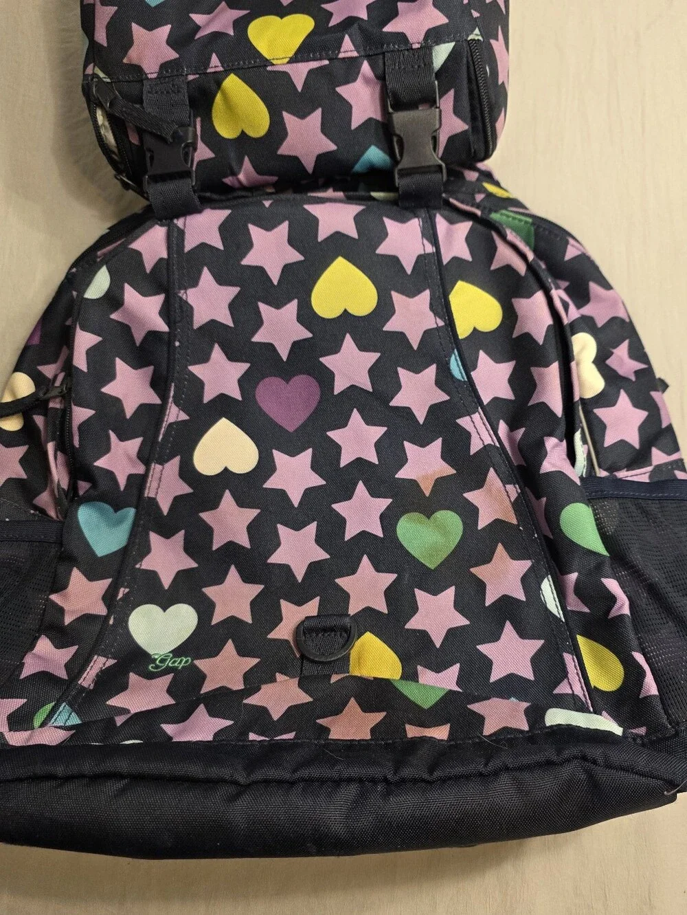 Vintage 2000s Gap Kids Star & Heart Print Backpack with Attached Lunchbox